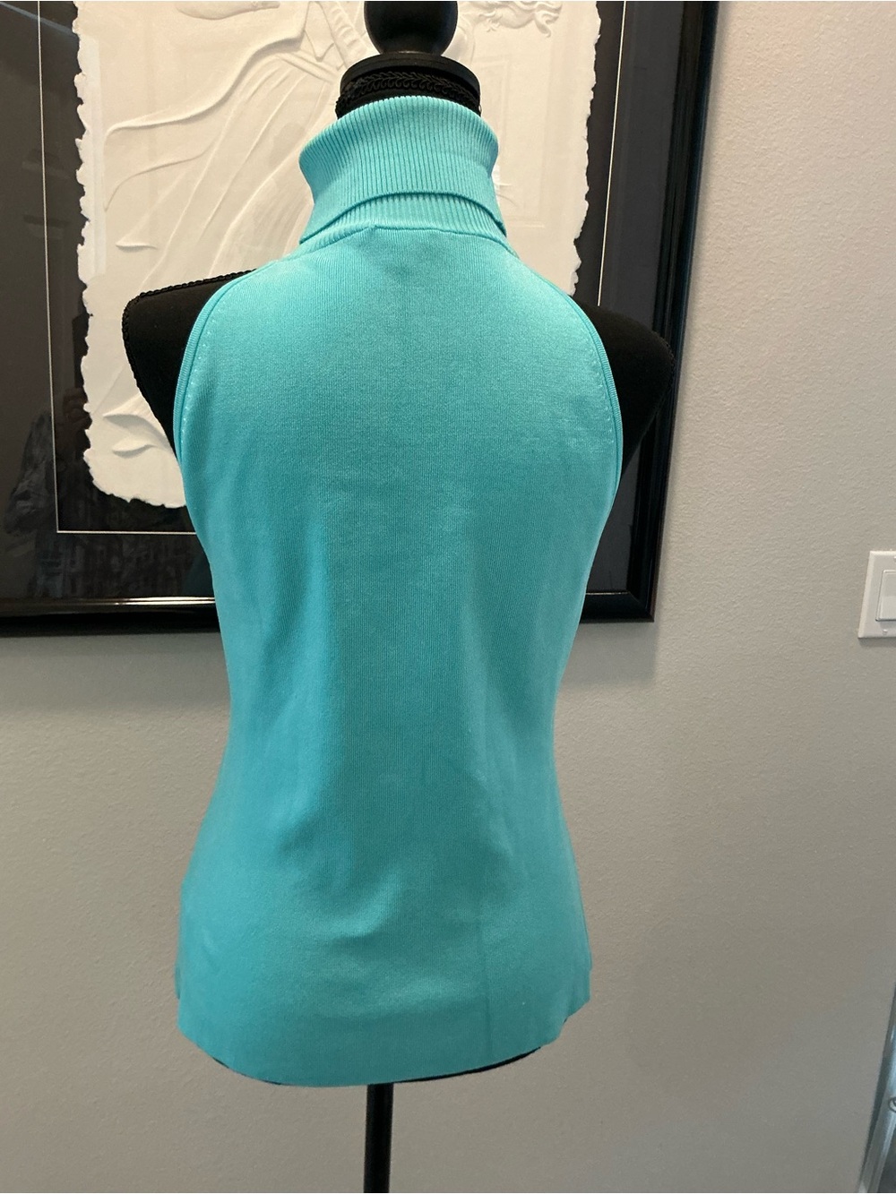 Cache women’s large turquoise sleeveless turtleneck rhinestone evening, Top - Picture 8 of 10
